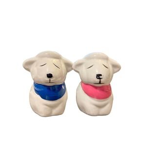Vintage Sleeping Sheep With pink And blue Bandannas Salt & Pepper Shakers
